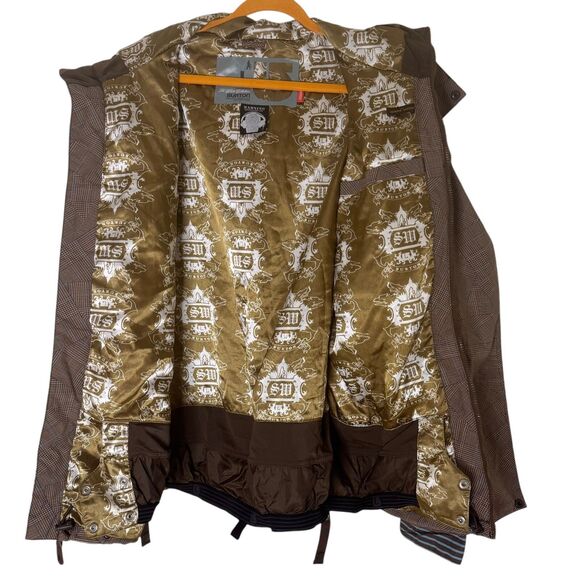 Burton The White Collection Snow Jacket Coat Plaid Brown L bv - Picture 3 of 12